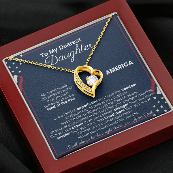 [Only a few left] To My Daughter - America Land Of The Free Because Of The Brave - 4th of July Necklace