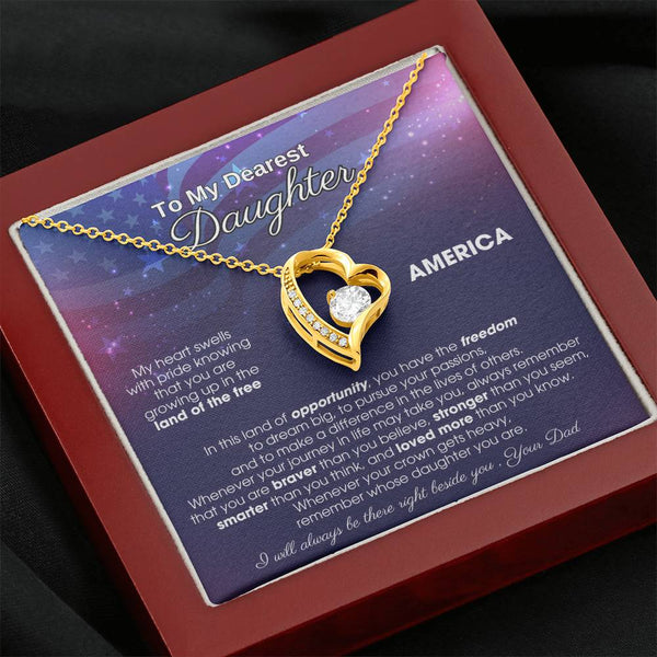 To My Daughter - America Land Of The Free - 4th of July Necklace [Almost Sold Out]