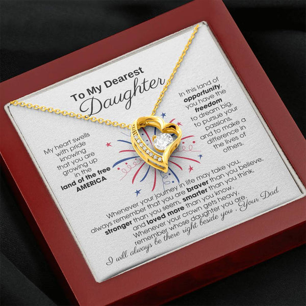 To My Daughter - America Land Of The Free - 4th of July Necklace  [ Few left only ]
