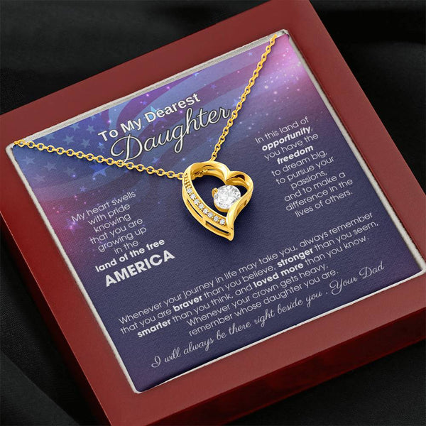 To My Daughter - America Land Of The Free - 4th of July Necklace [ Forever Love ]