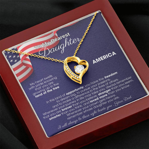 [Almost Sold Out] To My Daughter - America Land Of The Free Because Of The Brave - 4th of July Necklace