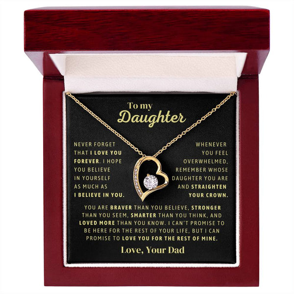 Gift From Dad, To My Daughter Necklace, Forever Love Necklace,  Daughter Jewelry, Heart Pendant