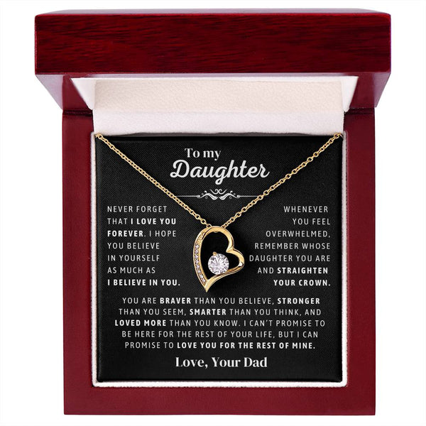 Father to Daughter Daughter Necklace Gift from Dad, Message Card for Daughter, Heart Pendant , Top Gift For Girls