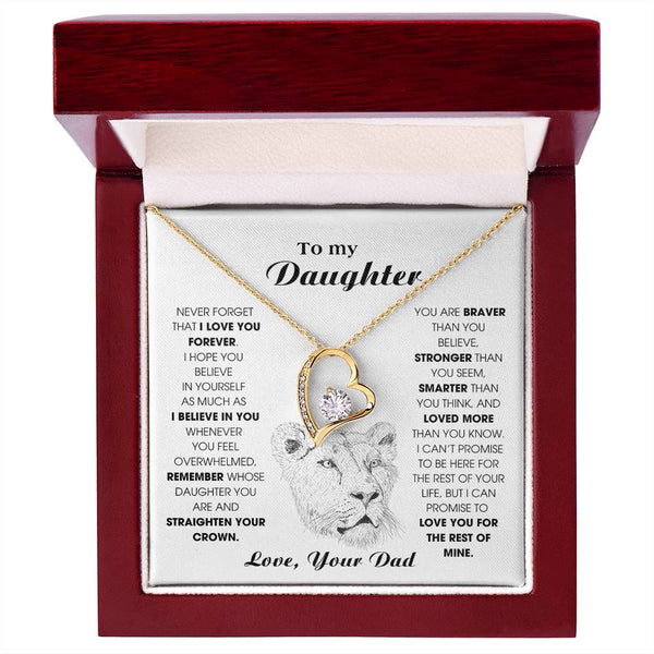 Daughter Gift, Daughter Necklace, 14k Sentimental Gift With Message Card & LED Box ,Lion