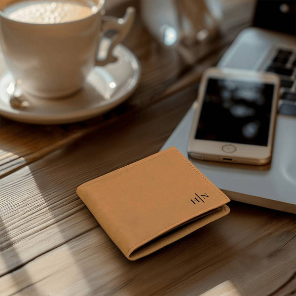 Name Initials - Leather Wallet (w/ FREE Metal Wallet Card)