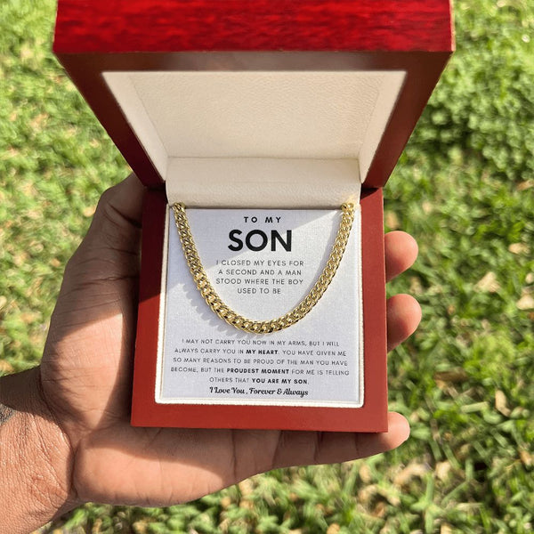 (Length Adjustable) To My Son, You Made Me Proud - Cuban Chain