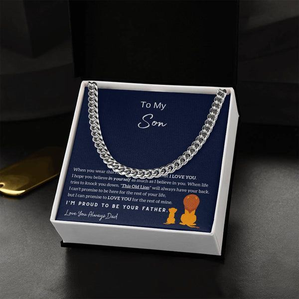 To My Son , I'm Proud To Be Your Father , Cuban Chain, Son Gift From Dad, Father Son Gift