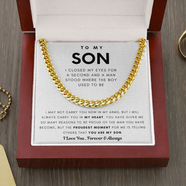 (Length Adjustable) To My Son, You Made Me Proud - Cuban Chain