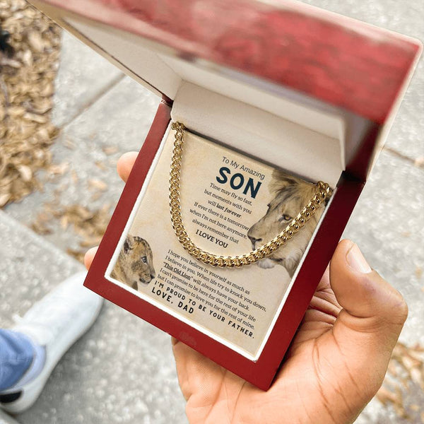 To My Son, This Old Lion will always have your back ( Cuban Link Chain )
