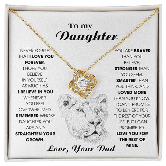 Daughter Gift, Daughter Necklace, 14k Sentimental Gift With Message Card & LED Box , Lion Card