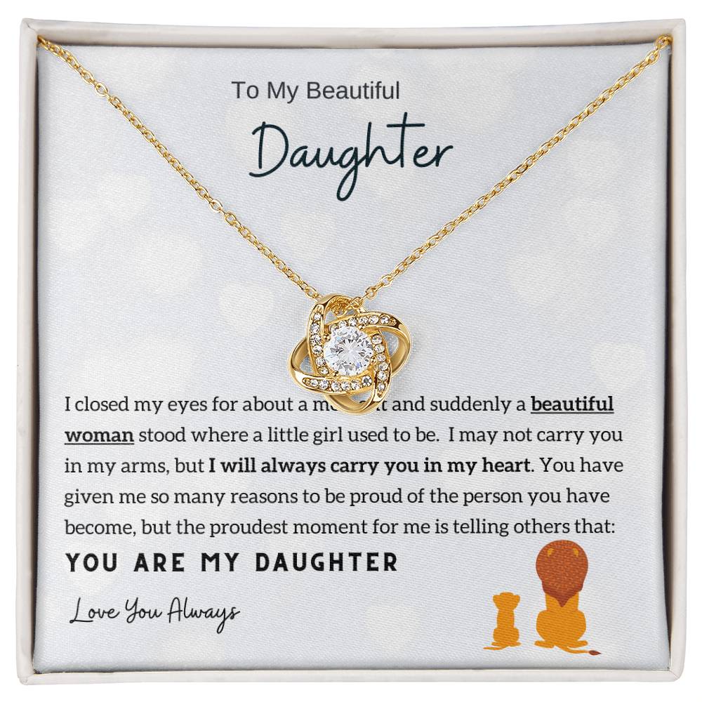 Gift From Dad , Daughter Necklace Gift from Dad, Daughter Necklace, 14k White Gold , Top Gift for Daughter ,Love Knot Neckace