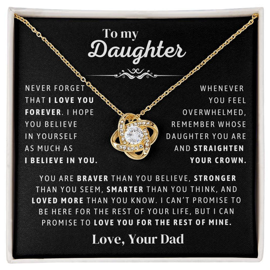 Father to Daughter Daughter Necklace Gift from Dad, Message Card for Daughter, Love Knot, Top Gift For Girls