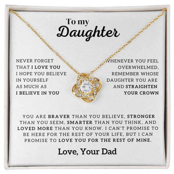 To My Daughter Necklace, Forever Love Necklace, Gift From Dad, Daughter Jewelry, Love Knot