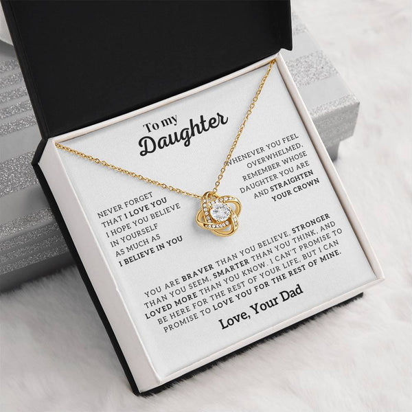 To My Daughter Necklace, Forever Love Necklace, Gift From Dad, Daughter Jewelry, Love Knot