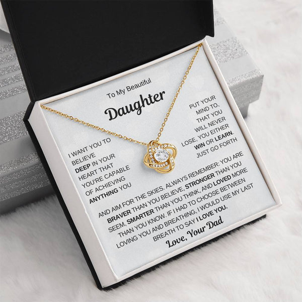 Top Gift For Daughter, To My Daughter From Dad ,To My Daughter From Mom , Daughter Necklace Gift, Love Knot Necklace