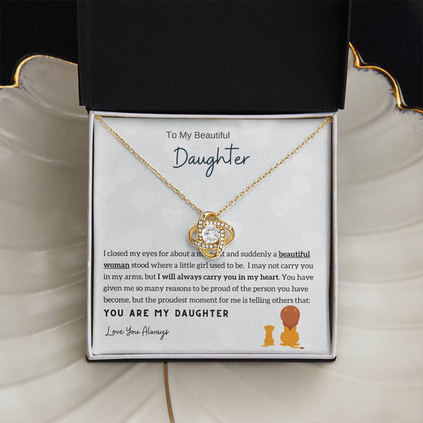 Gift From Dad , Daughter Necklace Gift from Dad, Daughter Necklace, 14k White Gold , Top Gift for Daughter ,Love Knot Neckace