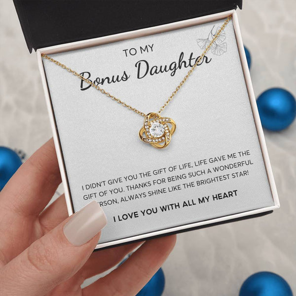 To my Bonus Daughter, Bonus Daughter Gift, Daughter in Law Gift, Bonus Daughter Jewelry, Love Knot