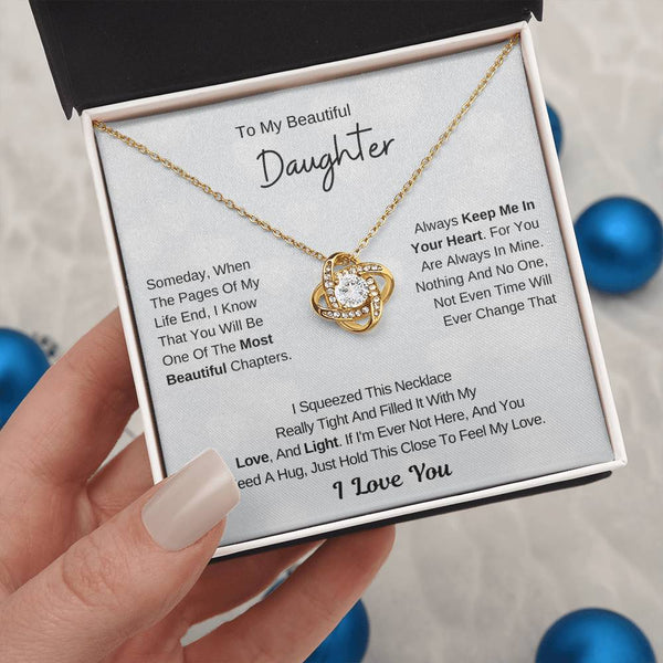 To My Daughter From Mom ,To My Daughter From Dad , Daughter Necklace Gift , Love Knot , Top Gift For Daughter