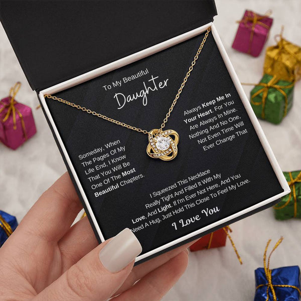 To My Daughter From Dad ,To My Daughter From Mom , Daughter Necklace Gift, Love Knot ,Top Gift For Daughter , Love Knot Necklace