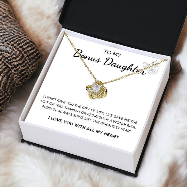 To my Bonus Daughter, Bonus Daughter Gift, Daughter in Law Gift, Bonus Daughter Jewelry, Love Knot
