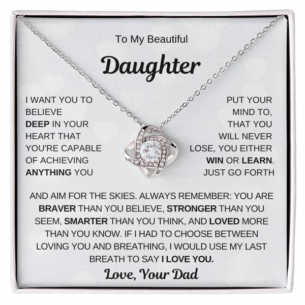 Top Gift For Daughter, To My Daughter From Dad ,To My Daughter From Mom , Daughter Necklace Gift, Love Knot Necklace
