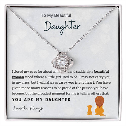 Gift From Dad , Daughter Necklace Gift from Dad, Daughter Necklace, 14k White Gold , Top Gift for Daughter ,Love Knot Neckace