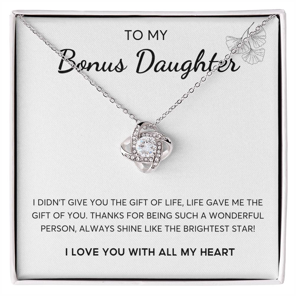 To my Bonus Daughter, Bonus Daughter Gift, Daughter in Law Gift, Bonus Daughter Jewelry, Love Knot