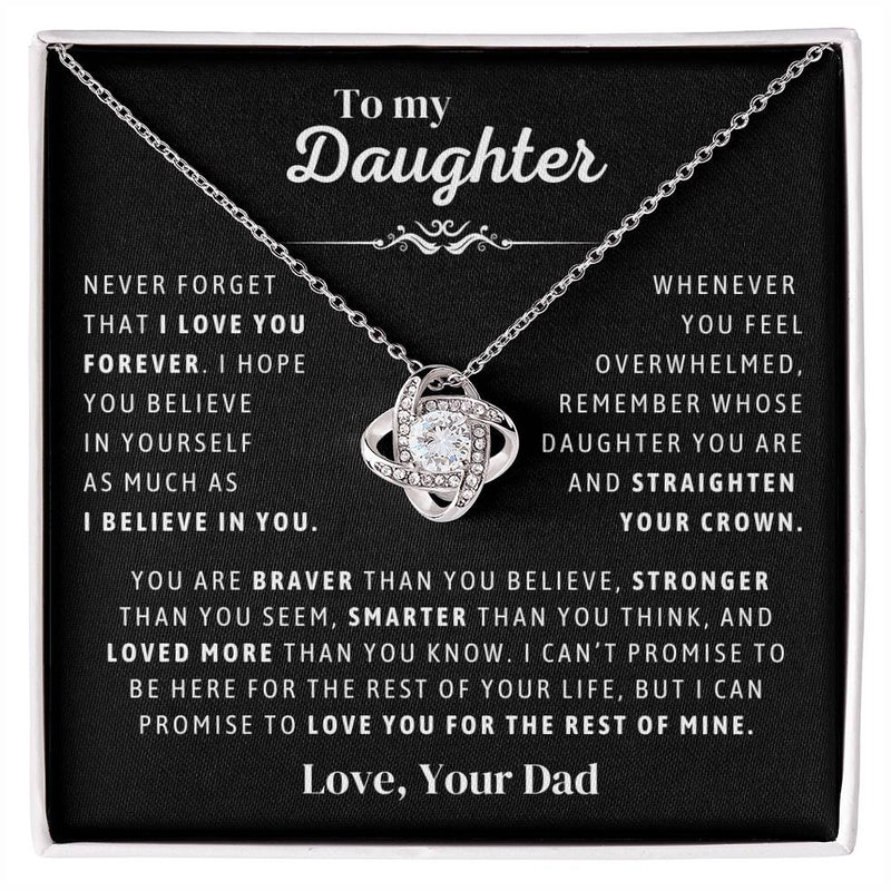 Father to Daughter Daughter Necklace Gift from Dad, Message Card for Daughter, Love Knot, Top Gift For Girls