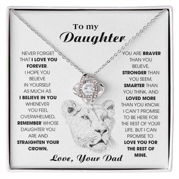 Daughter Gift, Daughter Necklace, 14k Sentimental Gift With Message Card & LED Box , Lion Card