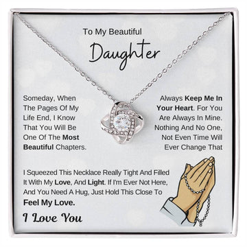 Daughter Necklace Gift , To My Daughter From Dad ,To My Daughter From Mom, Love Knot ,Top Gift For Daughter