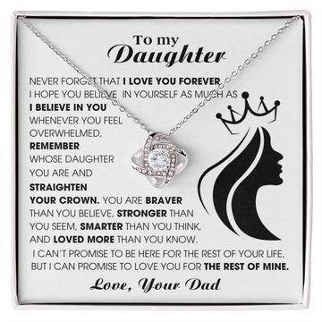 Daughter Jewelry, To My Badass Daughter Necklace, Father to Daughter , Princess, Love Knot