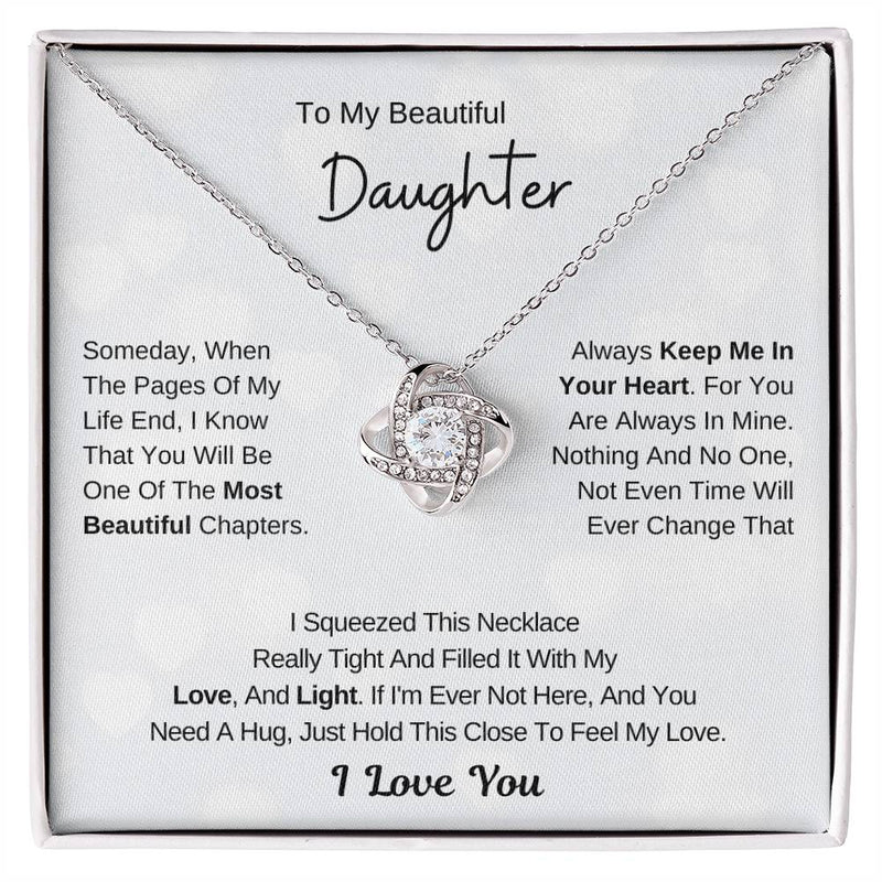 To My Daughter From Mom ,To My Daughter From Dad , Daughter Necklace Gift , Love Knot , Top Gift For Daughter