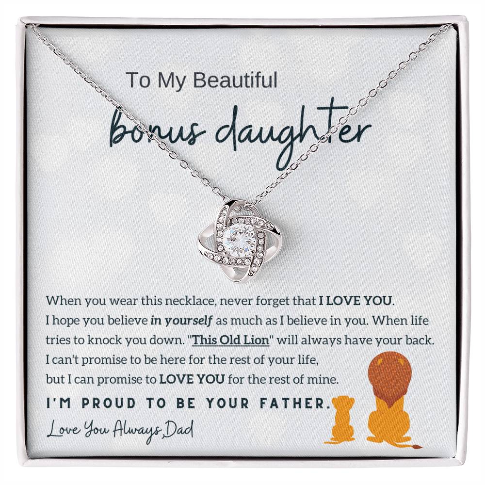 Father to Bonus Daughter , Daughter Gift, Daughter necklace, Top Gift for Girls , Love Knot Neckace