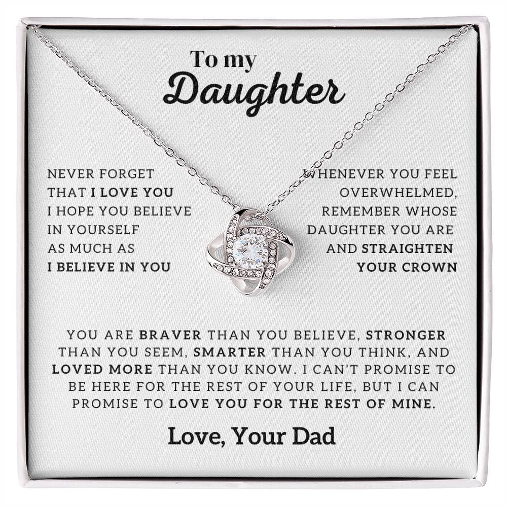 To My Daughter Necklace, Forever Love Necklace, Gift From Dad, Daughter Jewelry, Love Knot