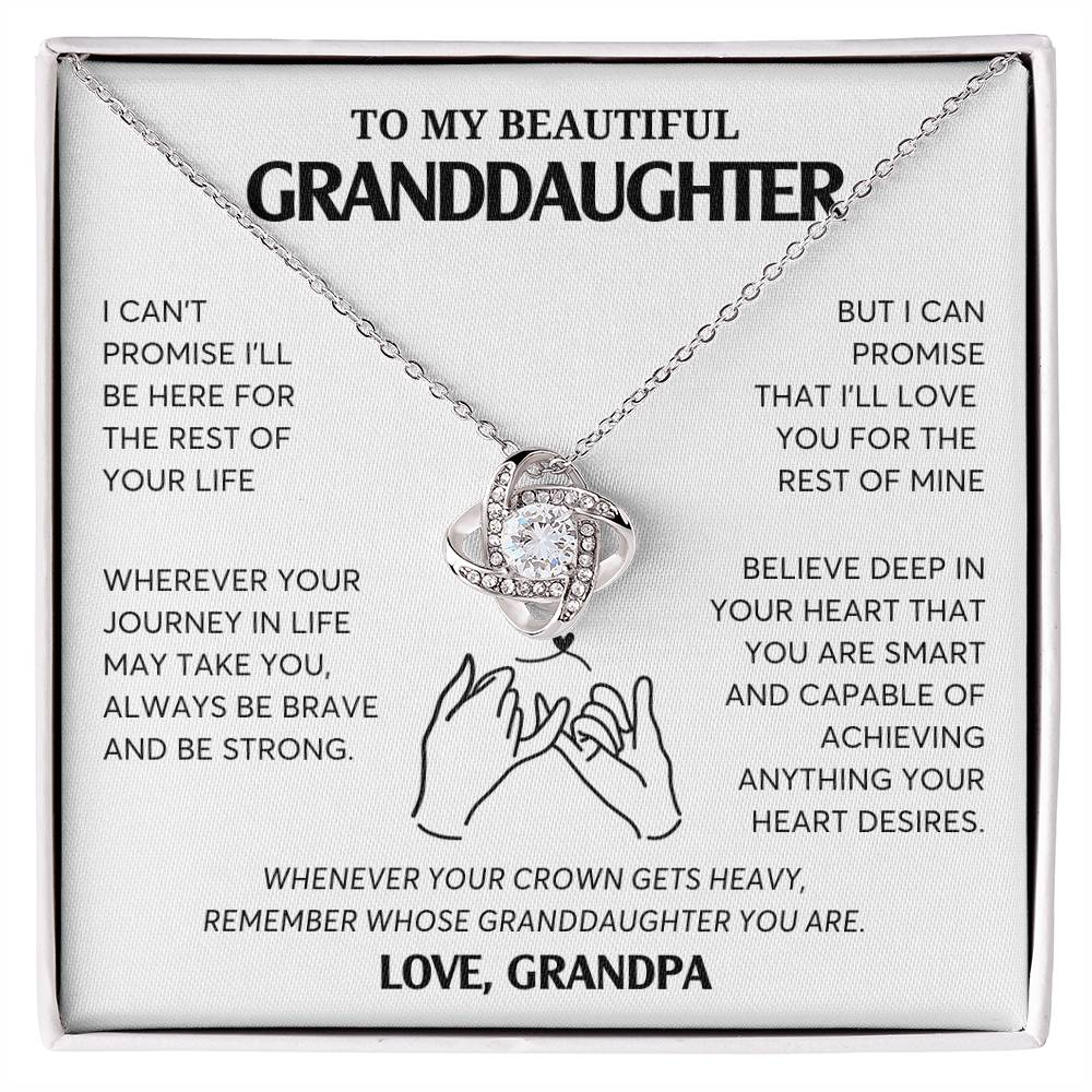 To My Granddaughter Necklace, Jewelry Gift for Graduation, Wedding, Birthday from Grandparents, Gifts From Grandpa,  Love Knot