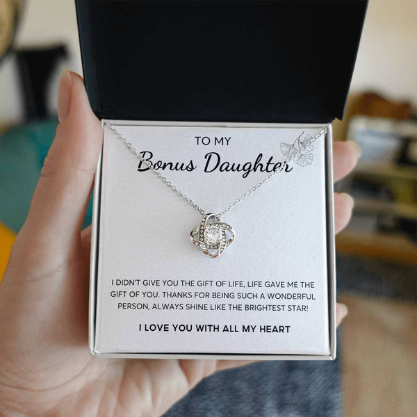 To my Bonus Daughter, Bonus Daughter Gift, Daughter in Law Gift, Bonus Daughter Jewelry, Love Knot
