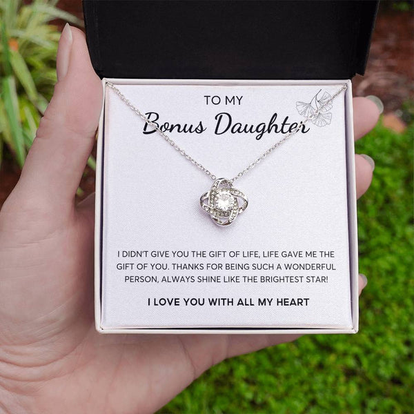 To my Bonus Daughter, Bonus Daughter Gift, Daughter in Law Gift, Bonus Daughter Jewelry, Love Knot