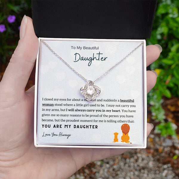 Gift From Dad , Daughter Necklace Gift from Dad, Daughter Necklace, 14k White Gold , Top Gift for Daughter ,Love Knot Neckace