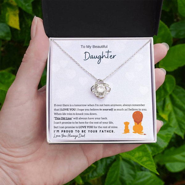 [Only a few left] To My Beautiful Daughter - Always remember that I LOVE YOU (Love knot)