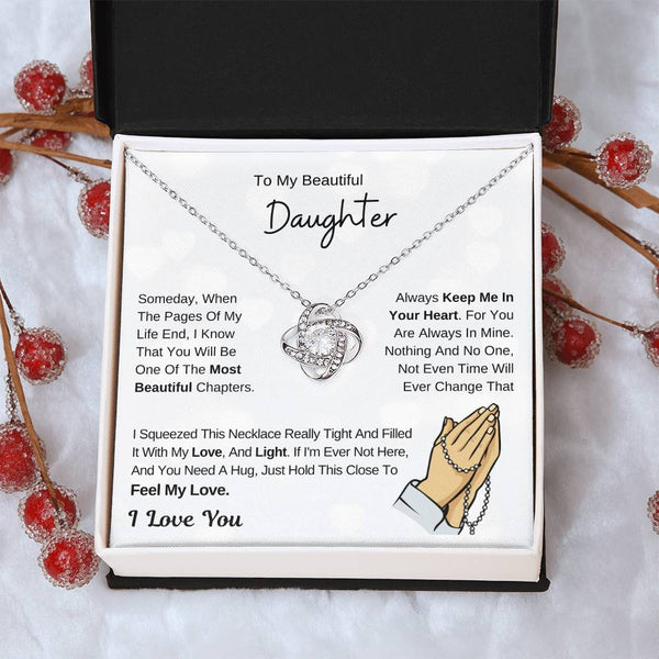 Daughter Necklace Gift , To My Daughter From Dad ,To My Daughter From Mom, Love Knot ,Top Gift For Daughter