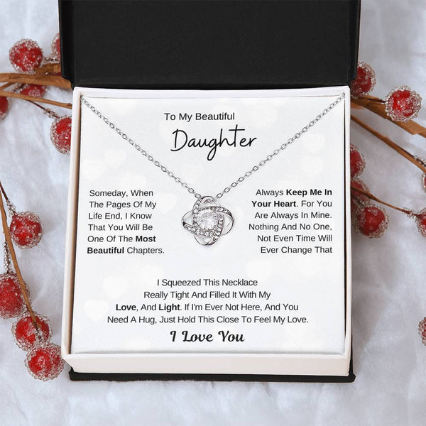 To My Daughter From Mom ,To My Daughter From Dad , Daughter Necklace Gift , Love Knot , Top Gift For Daughter