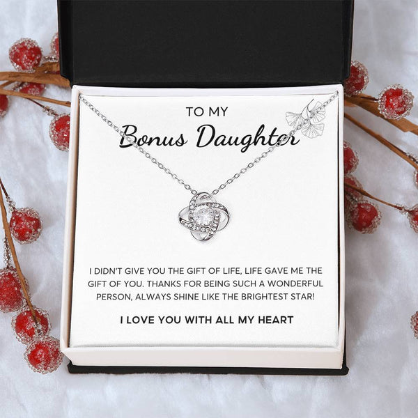 To my Bonus Daughter, Bonus Daughter Gift, Daughter in Law Gift, Bonus Daughter Jewelry, Love Knot