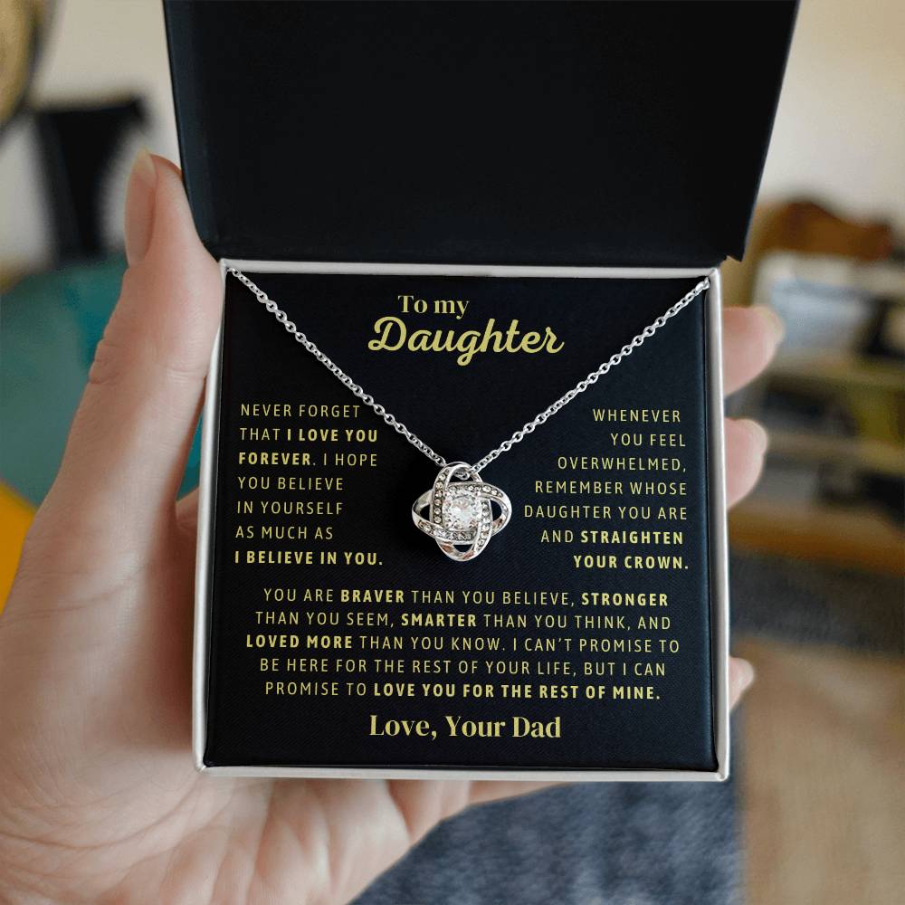 Gift From Dad, To My Daughter Necklace, Love Knot Necklace, Daughter Jewelry