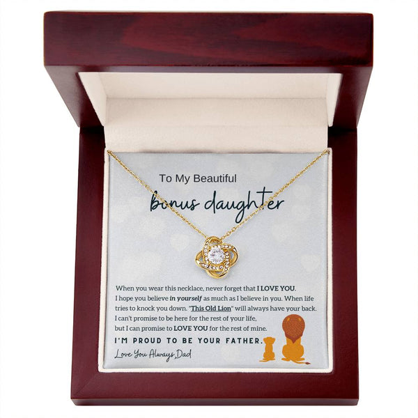 Father to Bonus Daughter , Daughter Gift, Daughter necklace, Top Gift for Girls , Love Knot Neckace