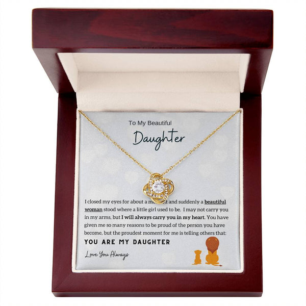 Gift From Dad , Daughter Necklace Gift from Dad, Daughter Necklace, 14k White Gold , Top Gift for Daughter ,Love Knot Neckace