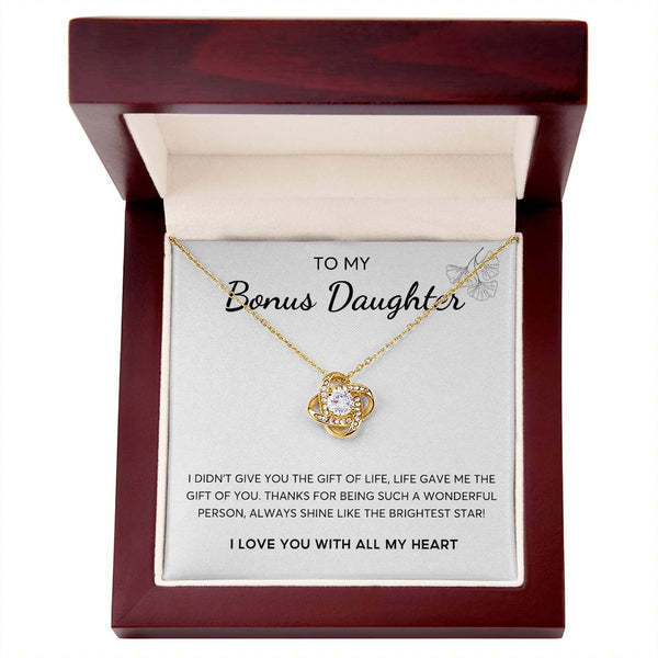 To my Bonus Daughter, Bonus Daughter Gift, Daughter in Law Gift, Bonus Daughter Jewelry, Love Knot