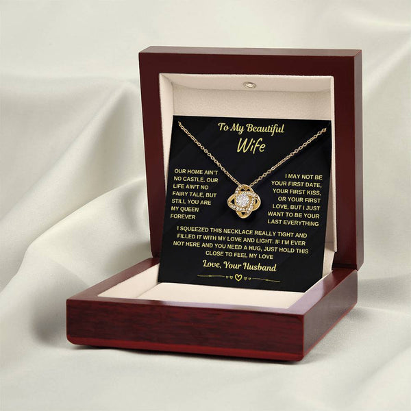 To My Beautiful Wife, You Are My Queen Forever (Love Knot Necklace)