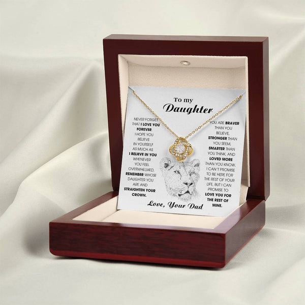 Daughter Gift, Daughter Necklace, 14k Sentimental Gift With Message Card & LED Box , Lion Card
