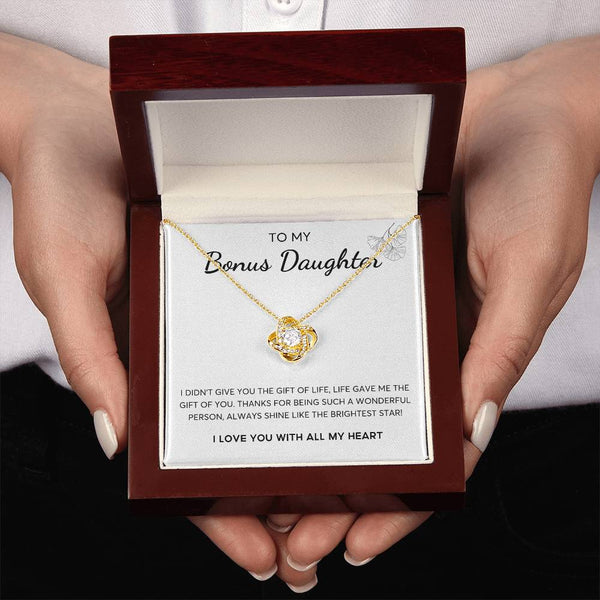 To my Bonus Daughter, Bonus Daughter Gift, Daughter in Law Gift, Bonus Daughter Jewelry, Love Knot