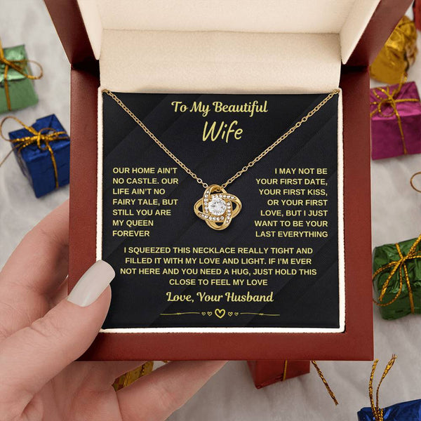 To My Beautiful Wife, You Are My Queen Forever (Love Knot Necklace)